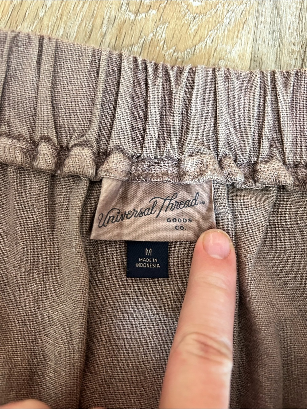 Universal Thread Button-Front A-Line Skirt in Taupe Brown - Picture 3 of 4